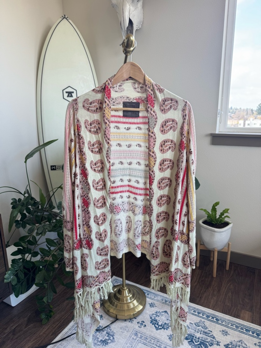 anthro fringe cardigan
